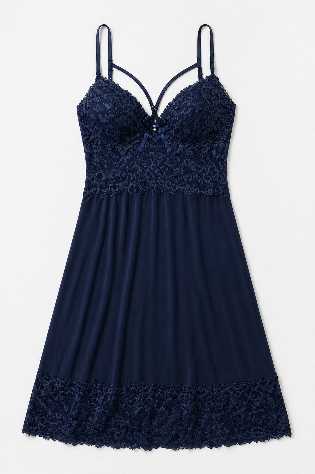 Luxe Lace Satin Nighty – Soft Cup Slip Dress with Elegant Floral Detail (Dusty Rose)