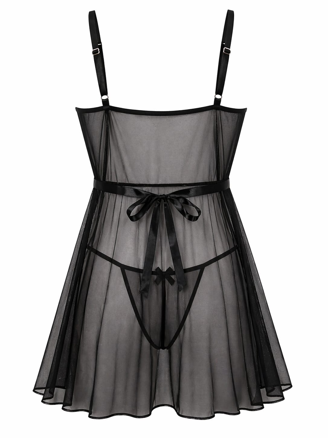 Elegant Black Lace Nightwear Set For Women